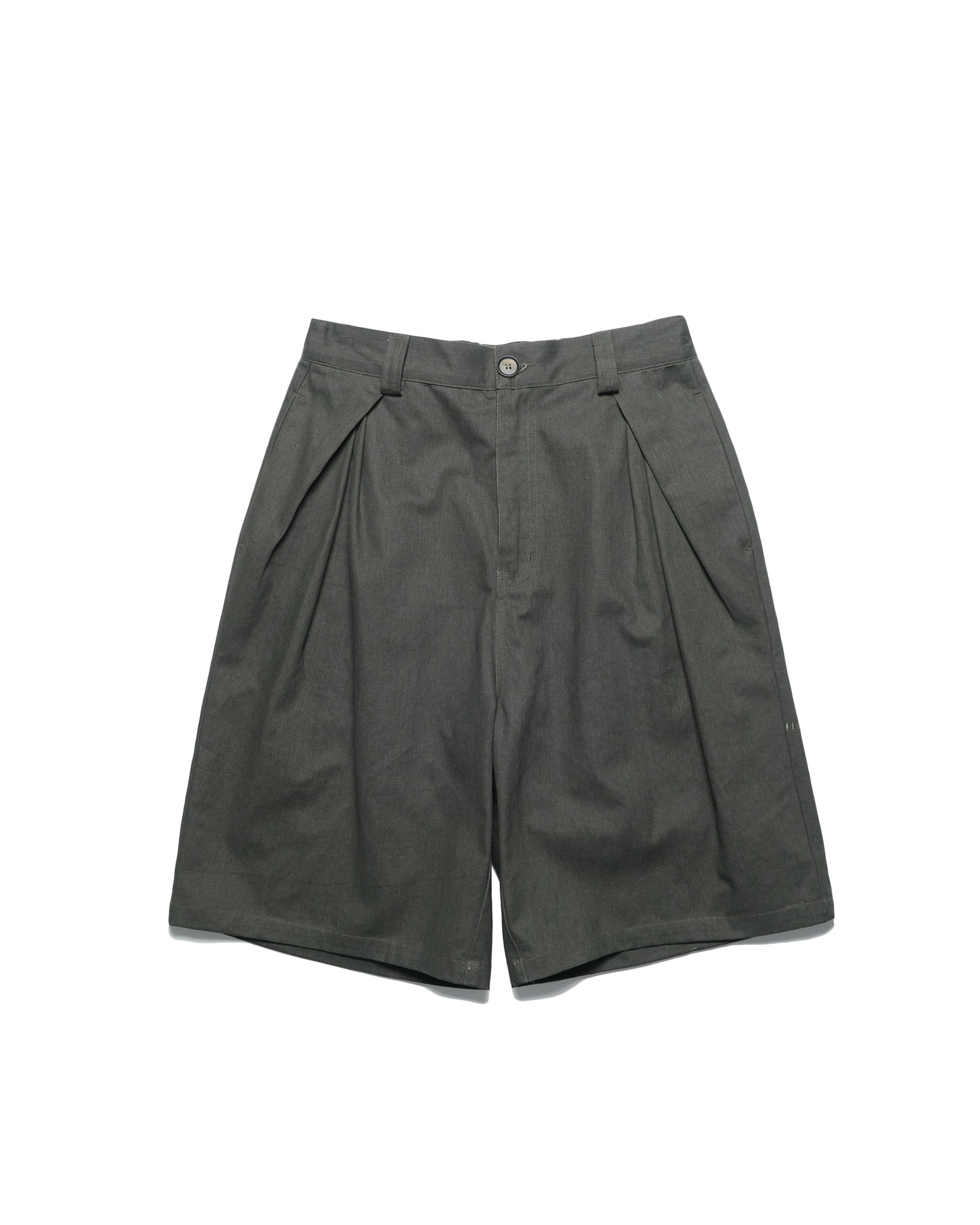 Double-Pleated Shorts ᛝ Deep Green