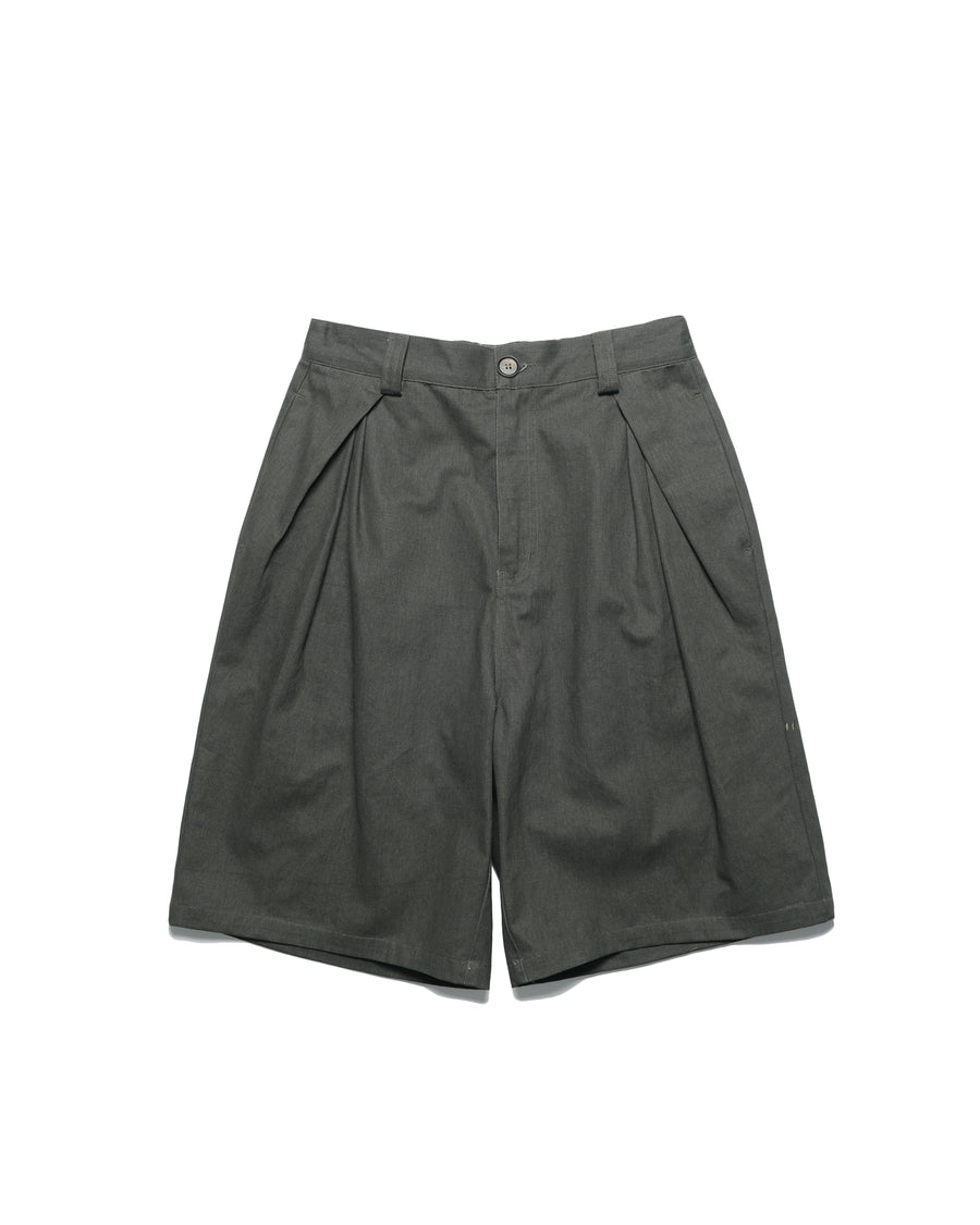 Double-Pleated Shorts ᛝ Deep Green