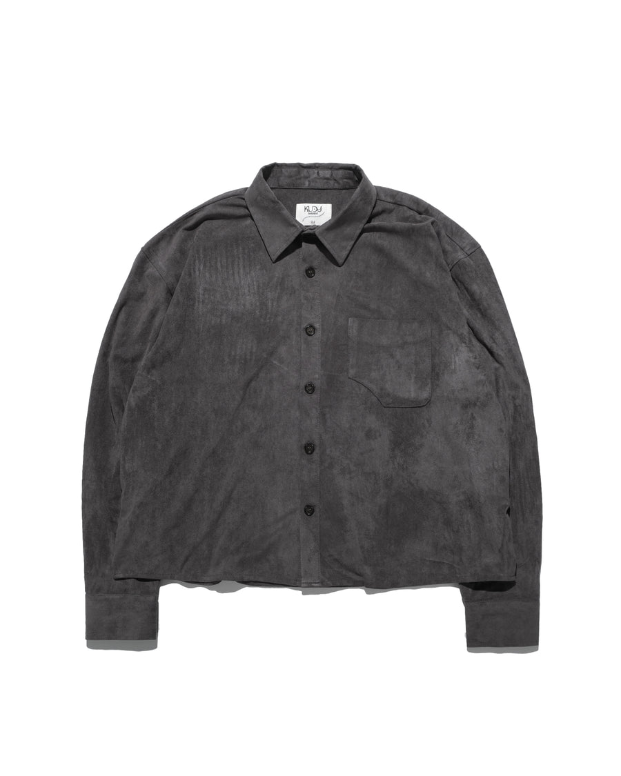Boxy Suede Texture Shirt ᛝ Dark Grey