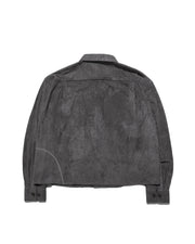 Boxy Suede Texture Shirt ᛝ Dark Grey