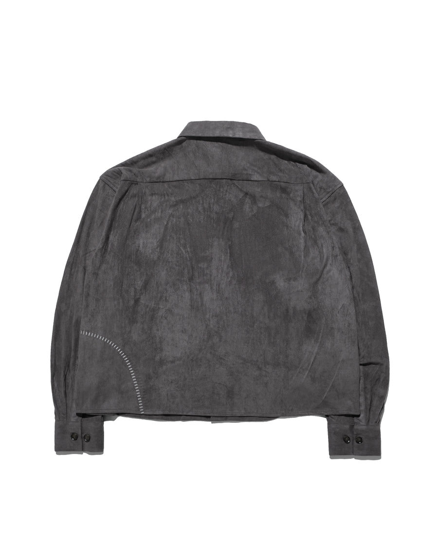 Boxy Suede Texture Shirt ᛝ Dark Grey