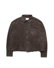 Boxy Suede Texture Shirt ᛝ Dark Brown