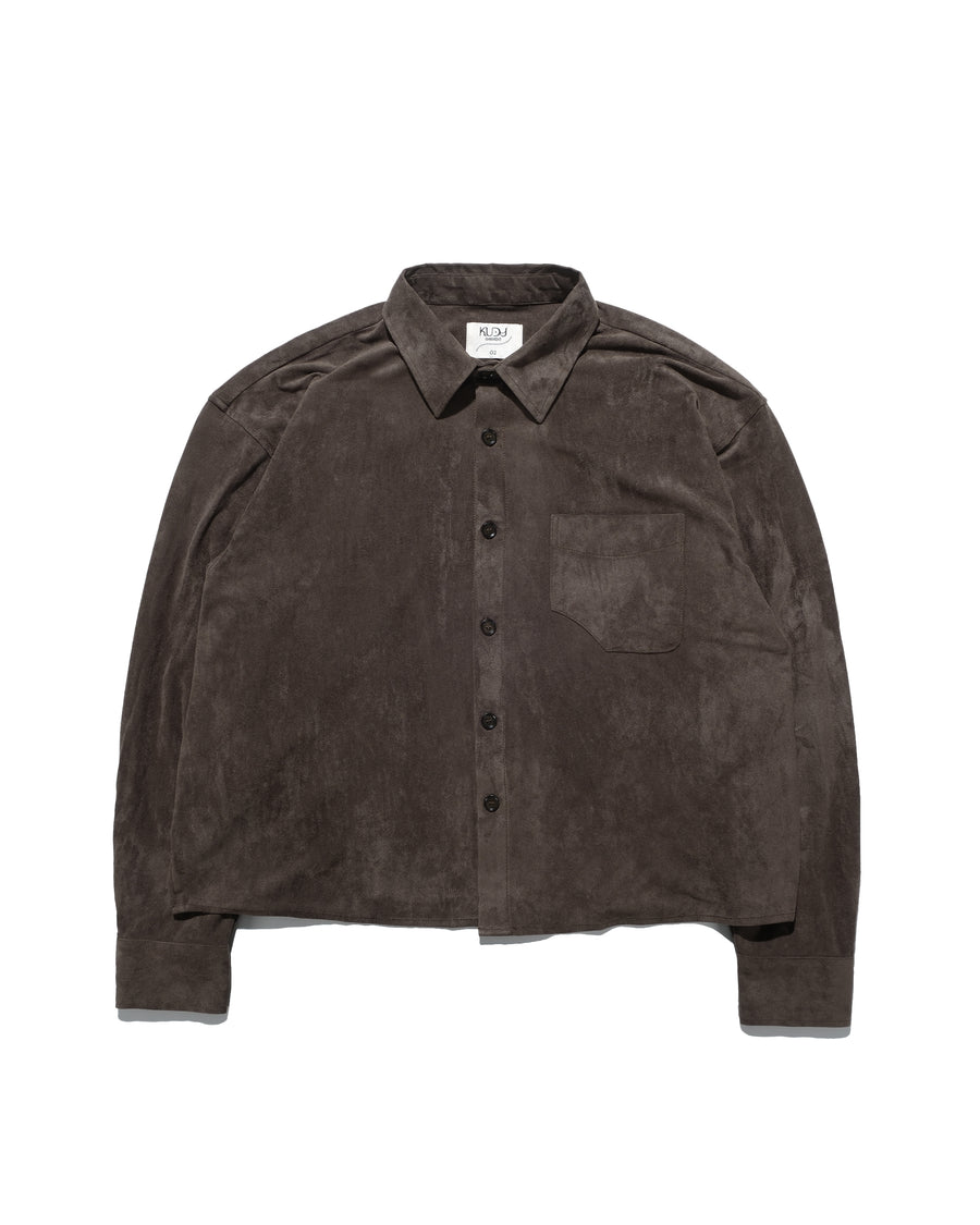 Boxy Suede Texture Shirt ᛝ Dark Brown