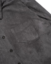 Boxy Suede Texture Shirt ᛝ Dark Grey