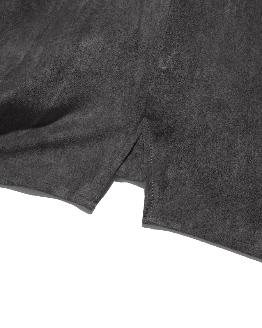 Boxy Suede Texture Shirt ᛝ Dark Grey