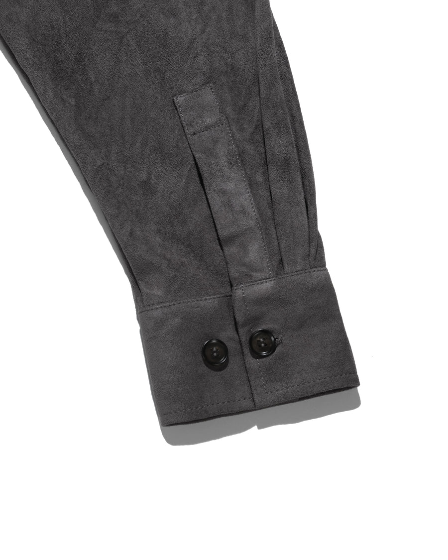 Boxy Suede Texture Shirt ᛝ Dark Grey