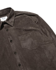 Boxy Suede Texture Shirt ᛝ Dark Brown