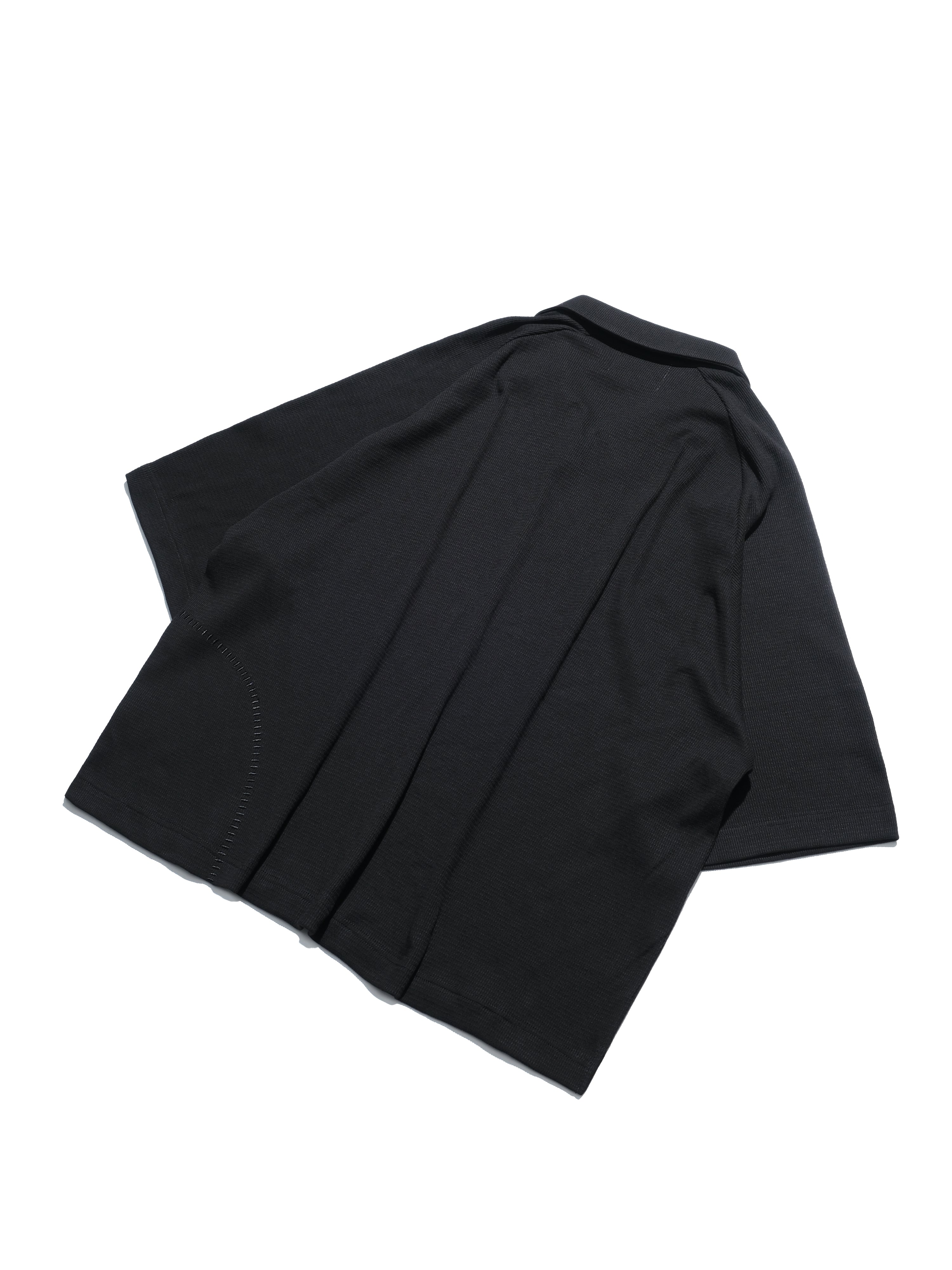 Waffle Boxy Polo T-shirt ᛝ Black