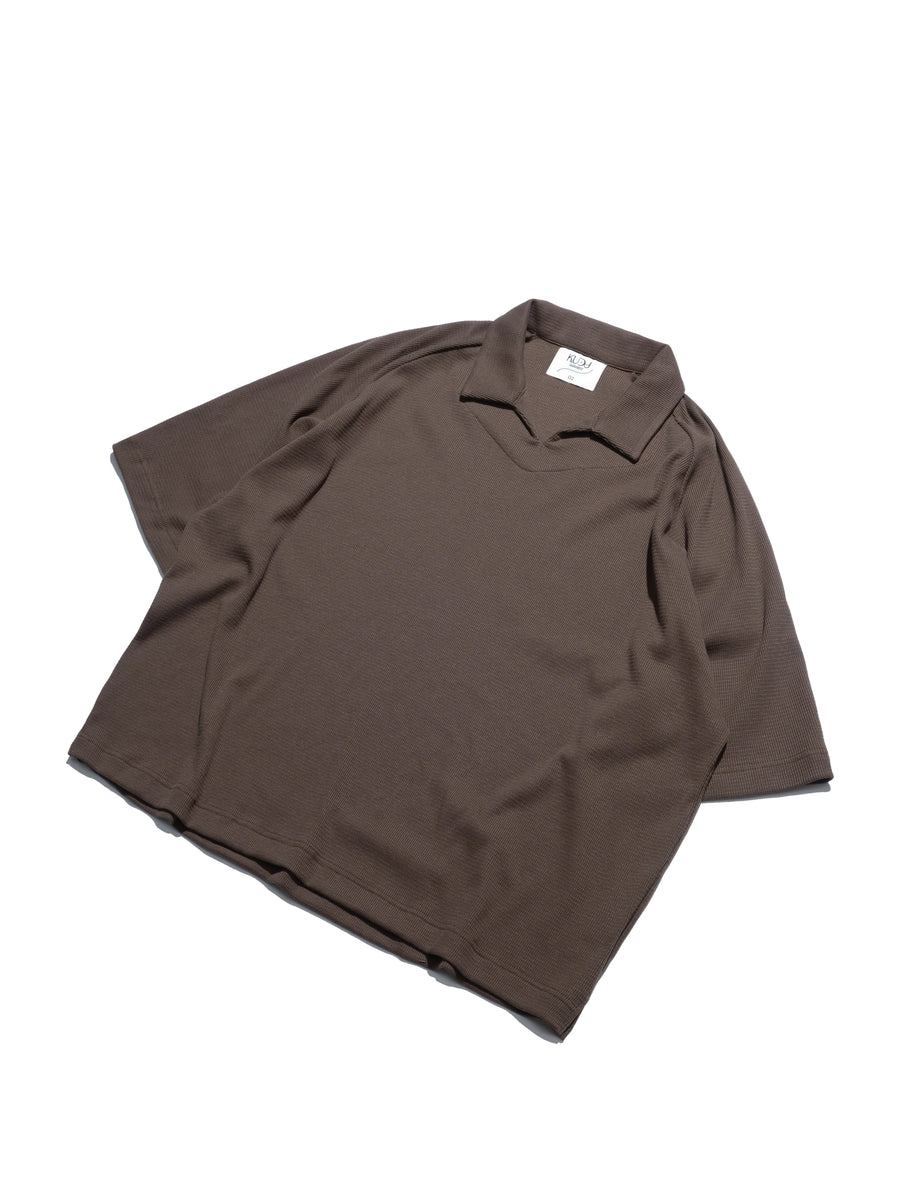 Waffle Boxy Polo T-shirt ᛝ Mocha