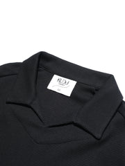 Waffle Boxy Polo T-shirt ᛝ Black