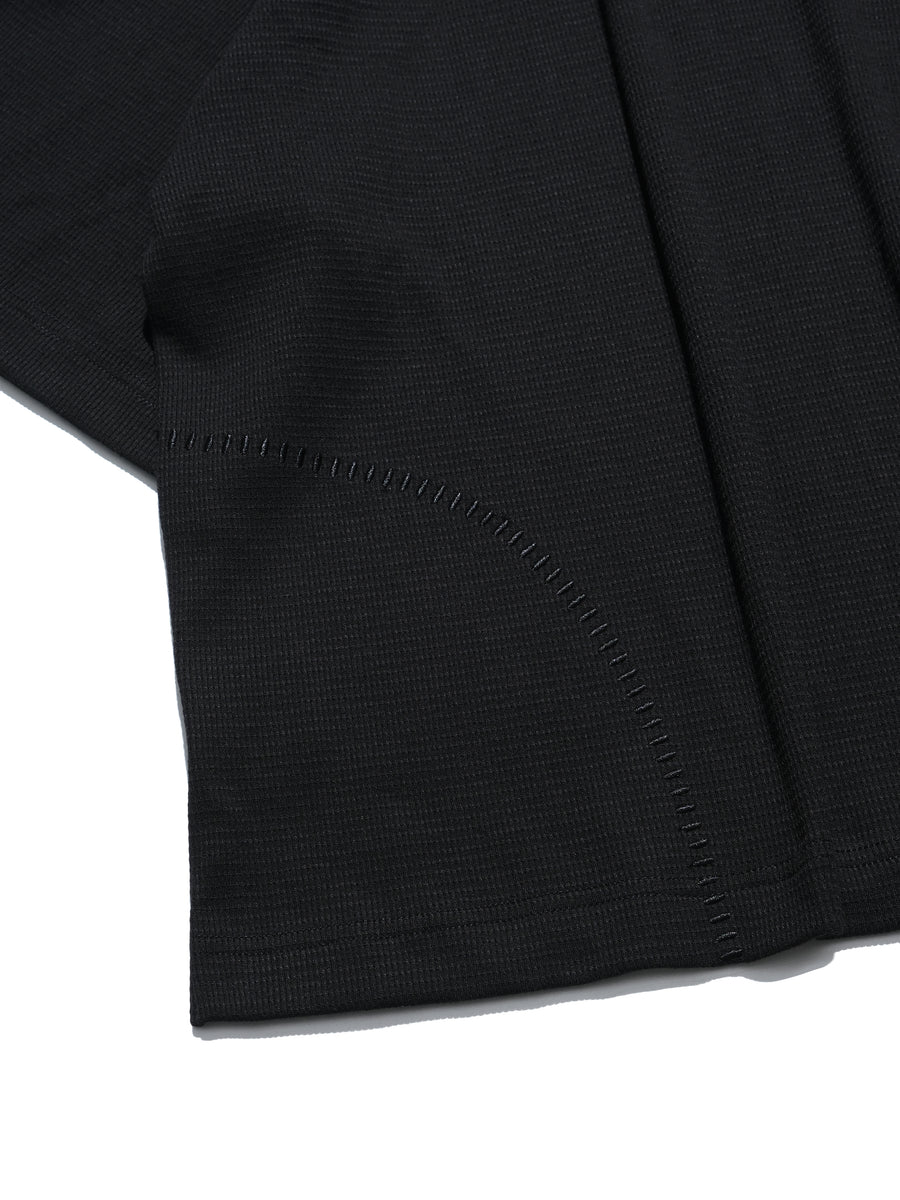 Waffle Boxy Polo T-shirt ᛝ Black