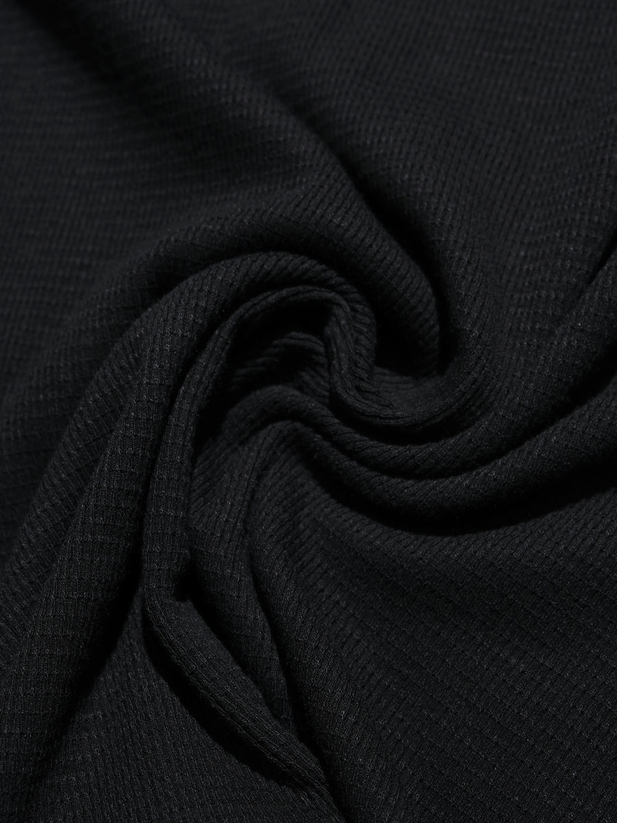 Waffle Boxy Polo T-shirt ᛝ Black