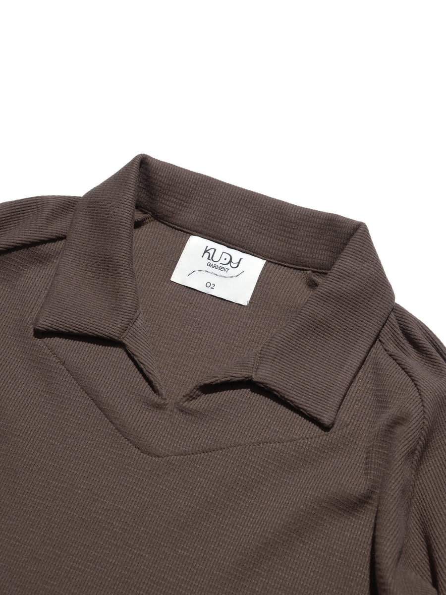Waffle Boxy Polo T-shirt ᛝ Mocha