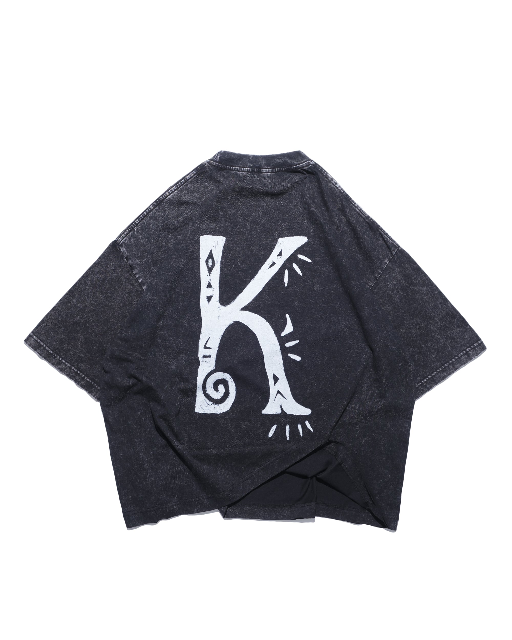 “K” Logo Washed T-shirt ᛝ Washed Black