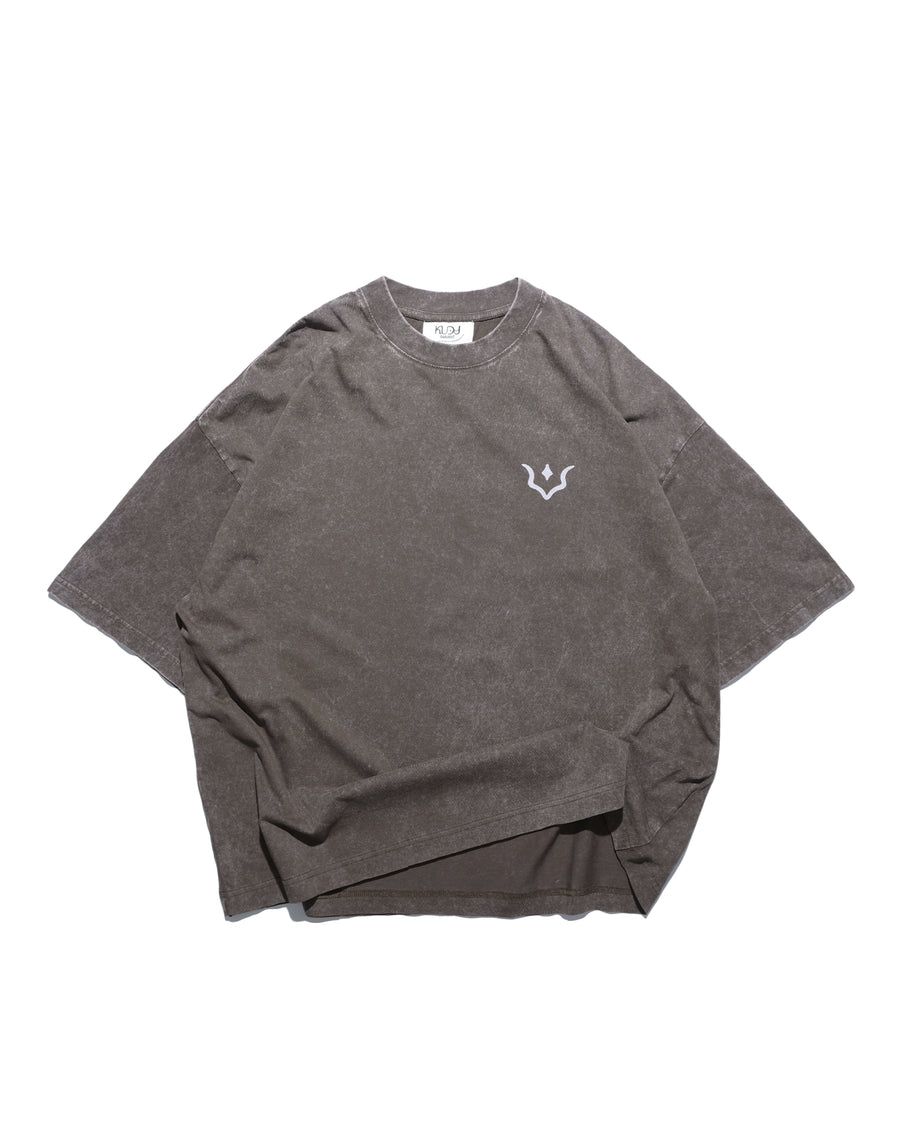 “K” Logo Washed T-shirt ᛝ Washed Brown