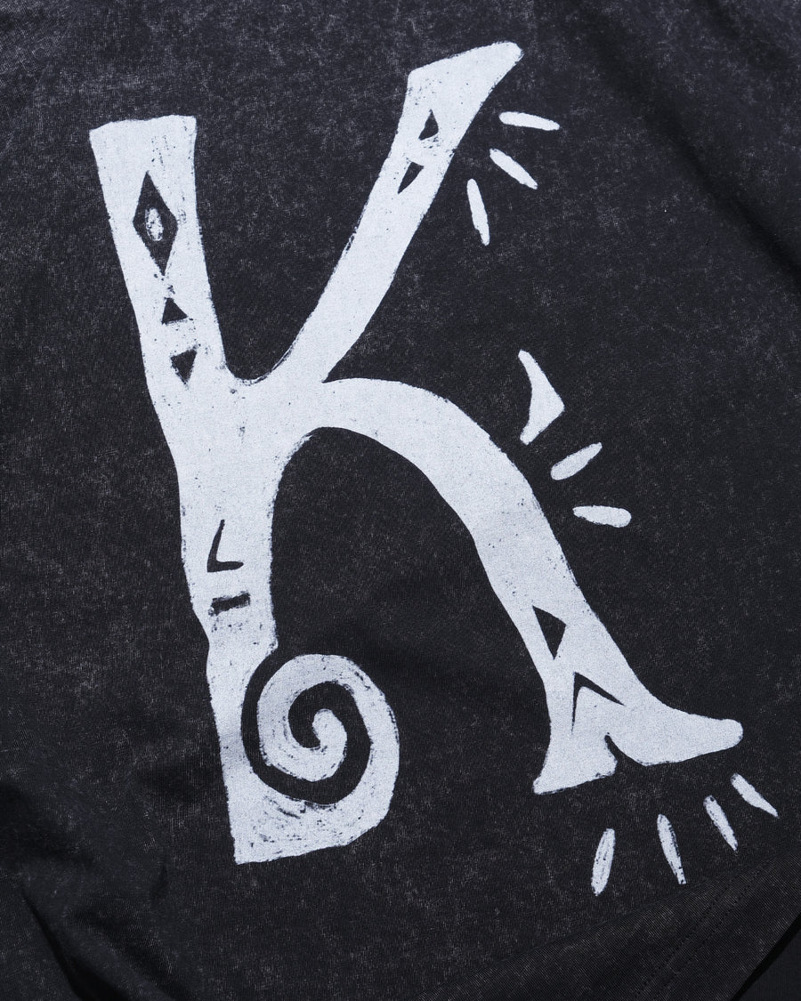 “K” Logo Washed T-shirt ᛝ Washed Black