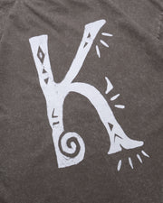 “K” Logo Washed T-shirt ᛝ Washed Brown