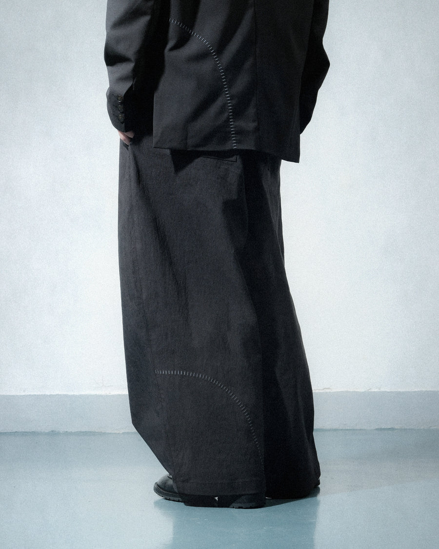 Pleat Wide Pants ᛝ Black
