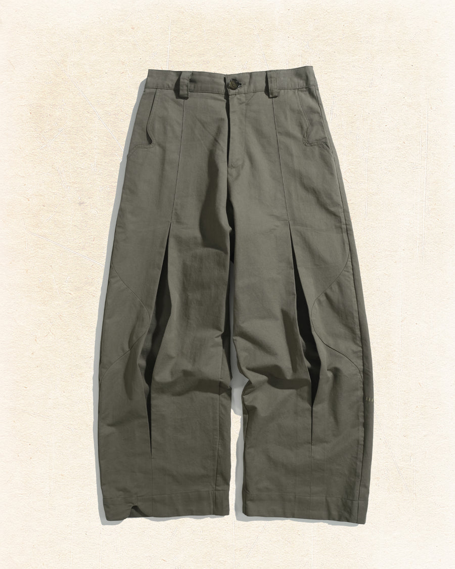 Panelled Pleat Pants ᛝ Green
