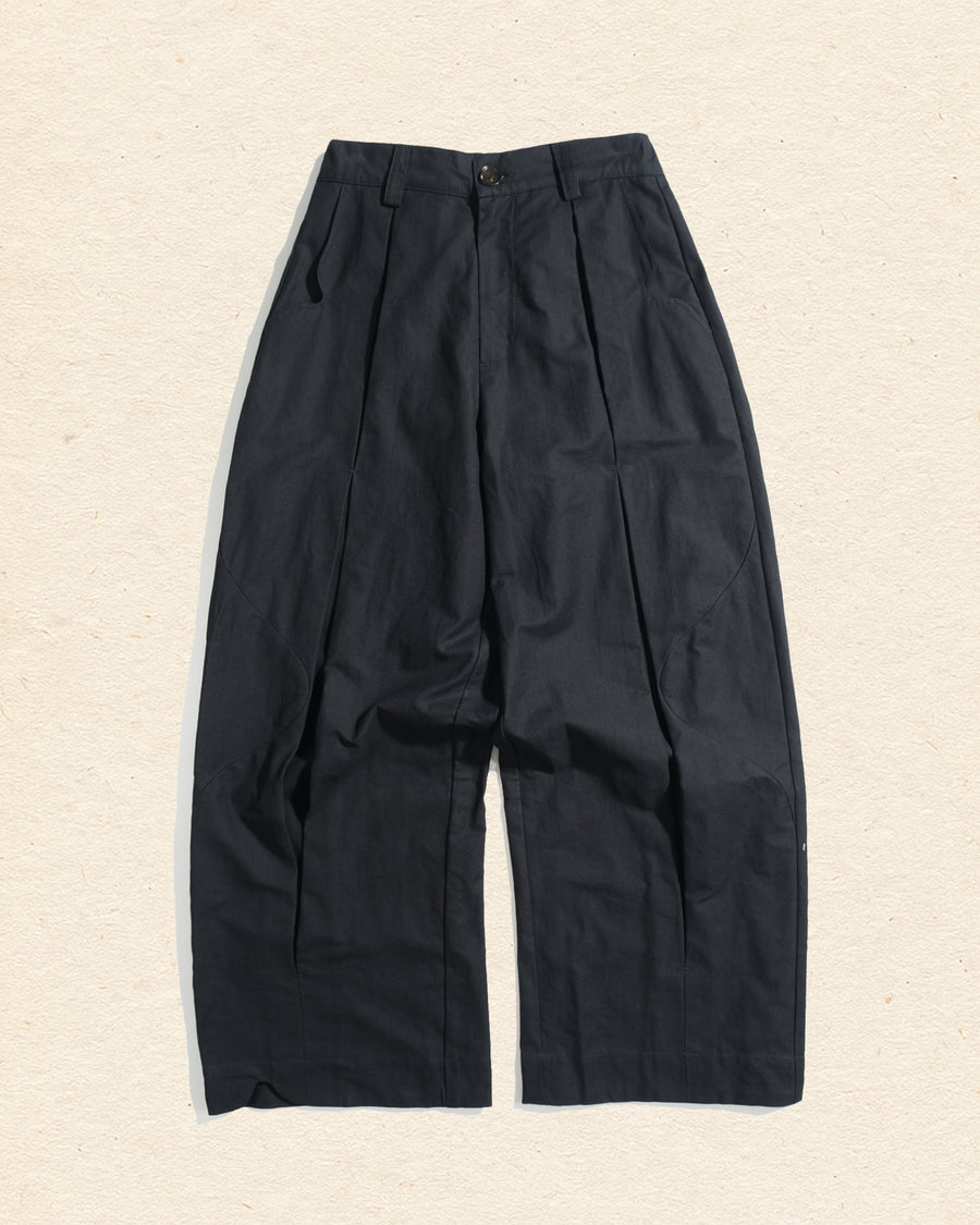 Panelled Pleat Pants ᛝ Black