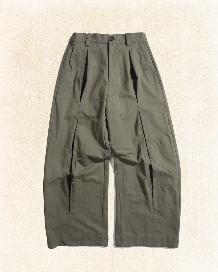 Panelled Pleat Pants ᛝ Green