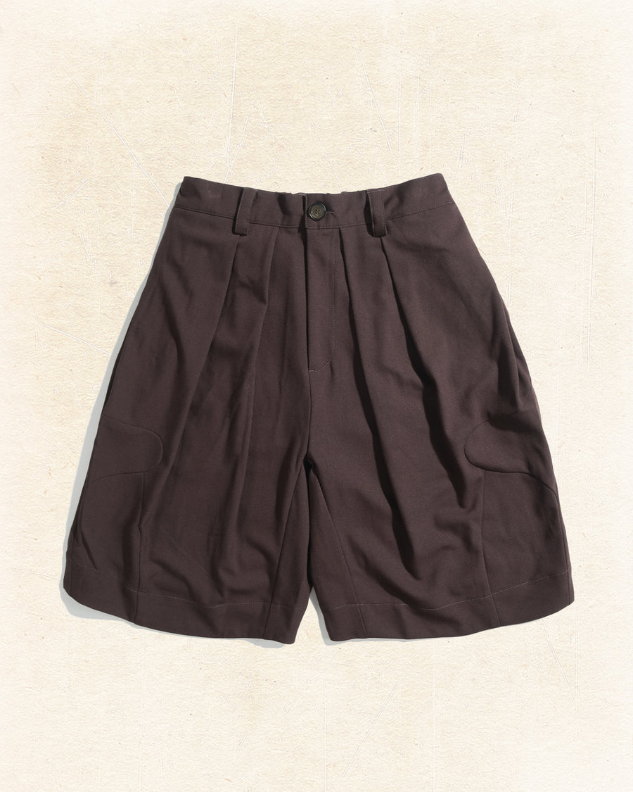 Panelled Arc Shorts ᛝ Brown