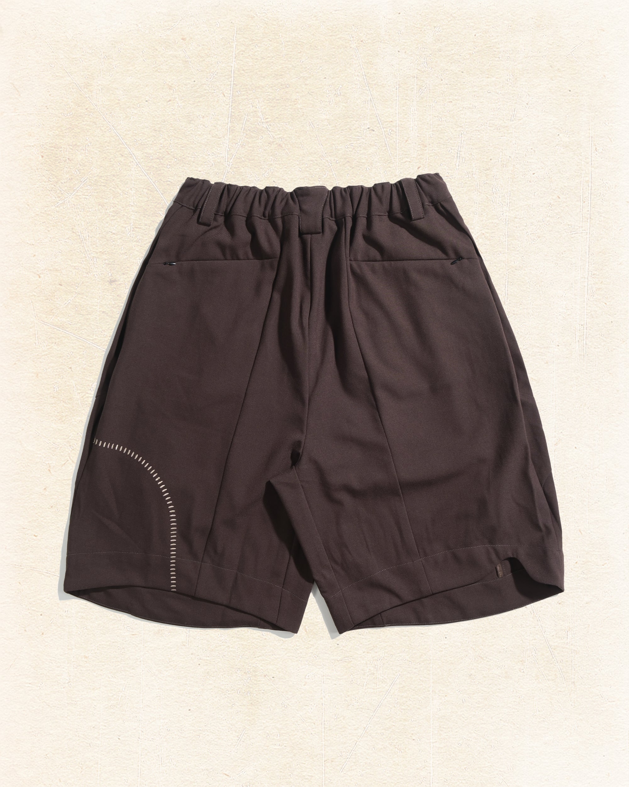 Panelled Arc Shorts ᛝ Brown