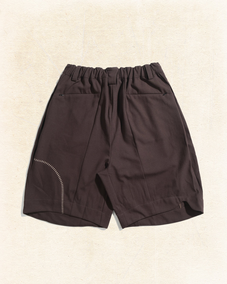 Panelled Arc Shorts ᛝ Brown