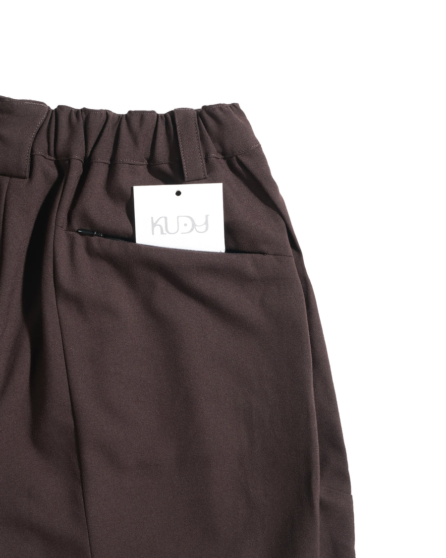 Panelled Arc Shorts ᛝ Brown