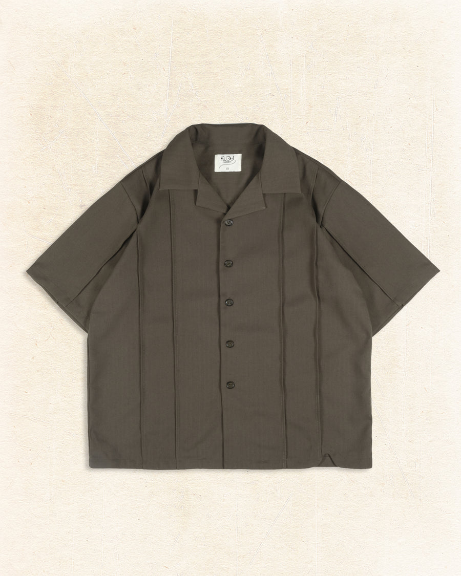 Flow Pleat Shirt  ᛝ Brown