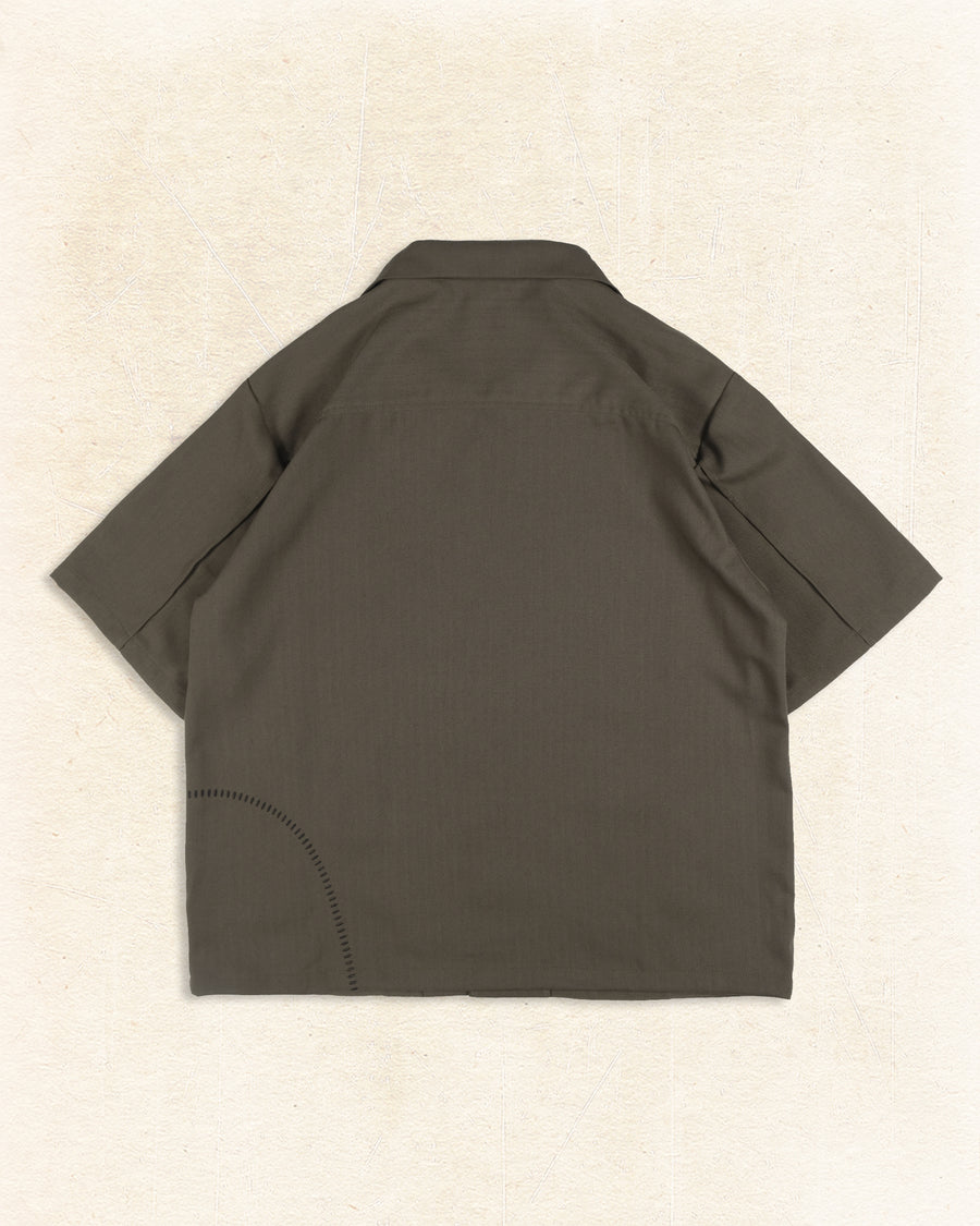 Flow Pleat Shirt  ᛝ Brown
