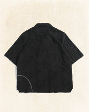 Frayed Wrap Collar Shirt ᛝ Black