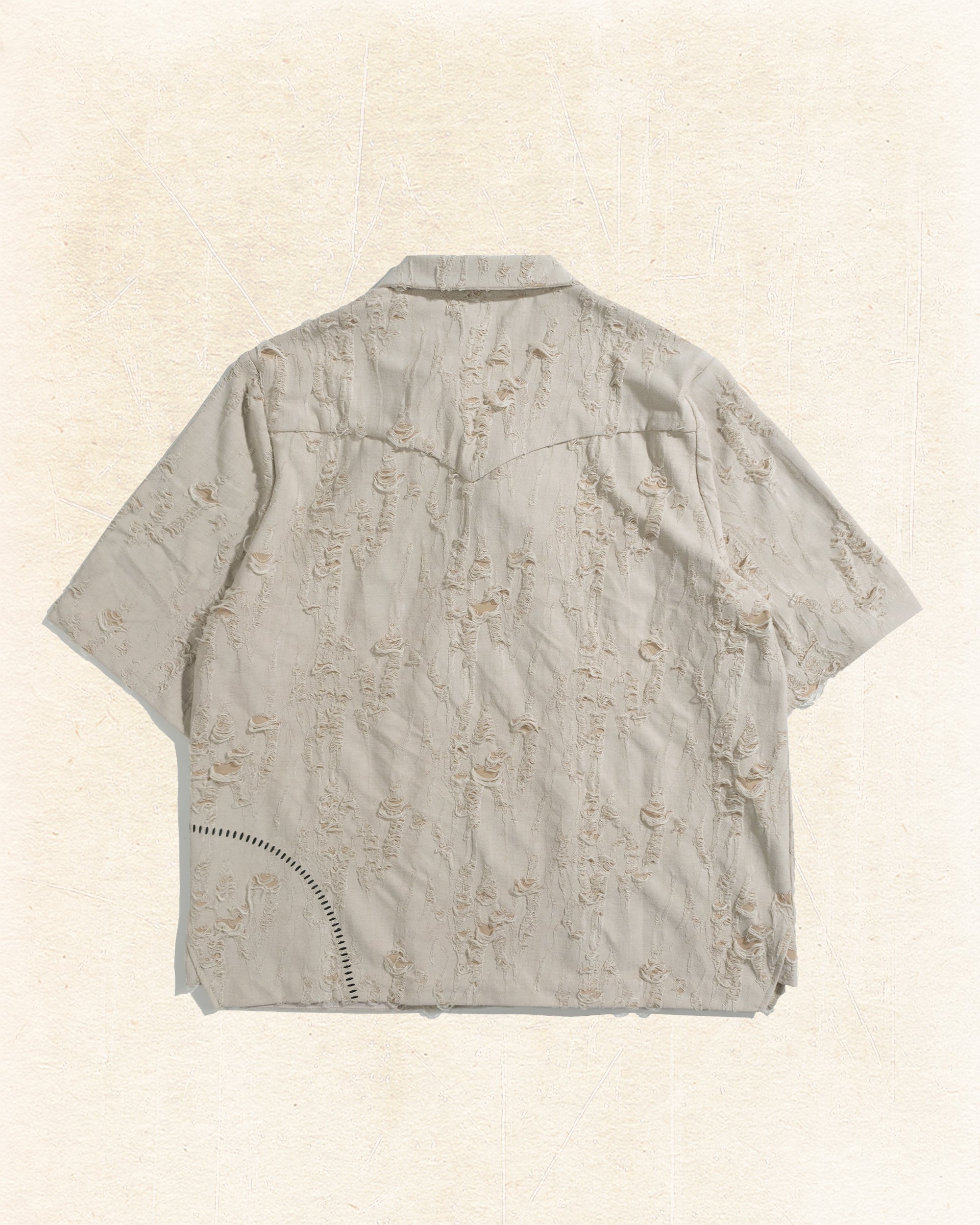Frayed Wrap Collar Shirt ᛝ Bone