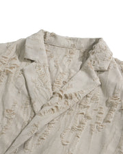 Frayed Wrap Collar Shirt ᛝ Bone