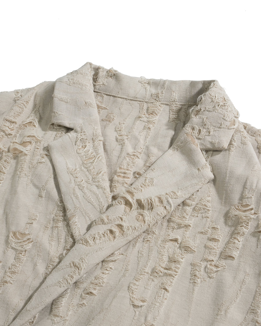 Frayed Wrap Collar Shirt ᛝ Bone