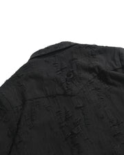 Frayed Wrap Collar Shirt ᛝ Black