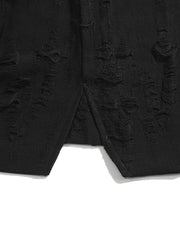 Frayed Wrap Collar Shirt ᛝ Black