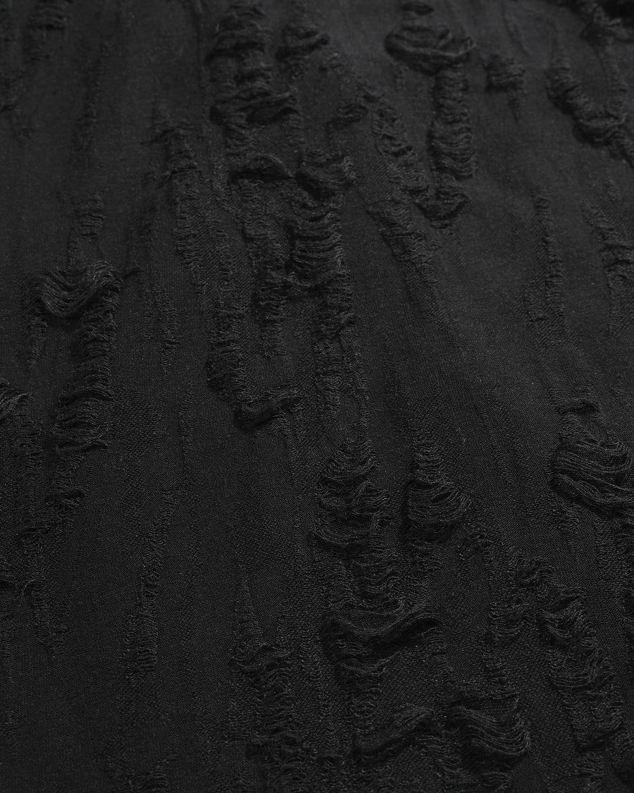 Frayed Wrap Collar Shirt ᛝ Black