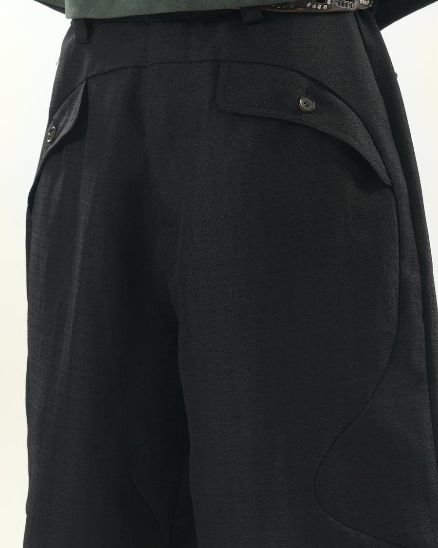 Curved Pocket Shorts ᛝ Black
