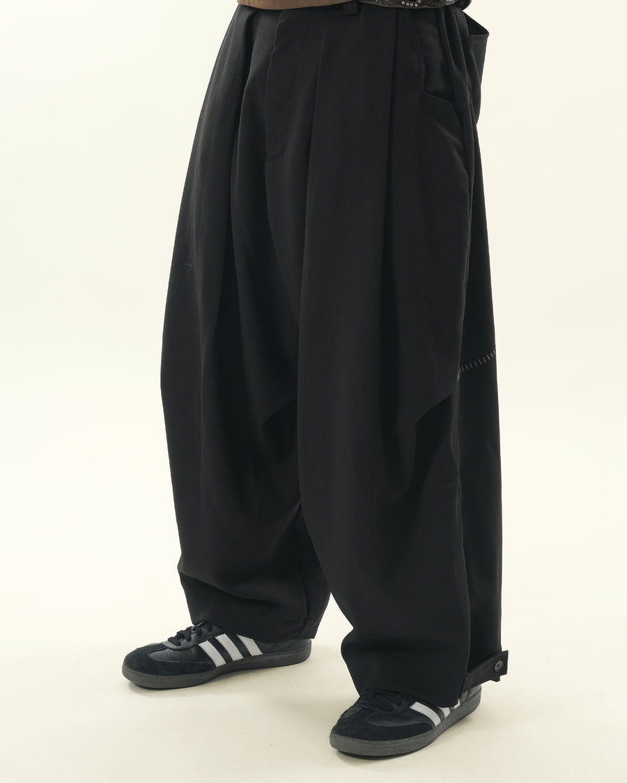 Pleat Volume Pants ᛝ Black
