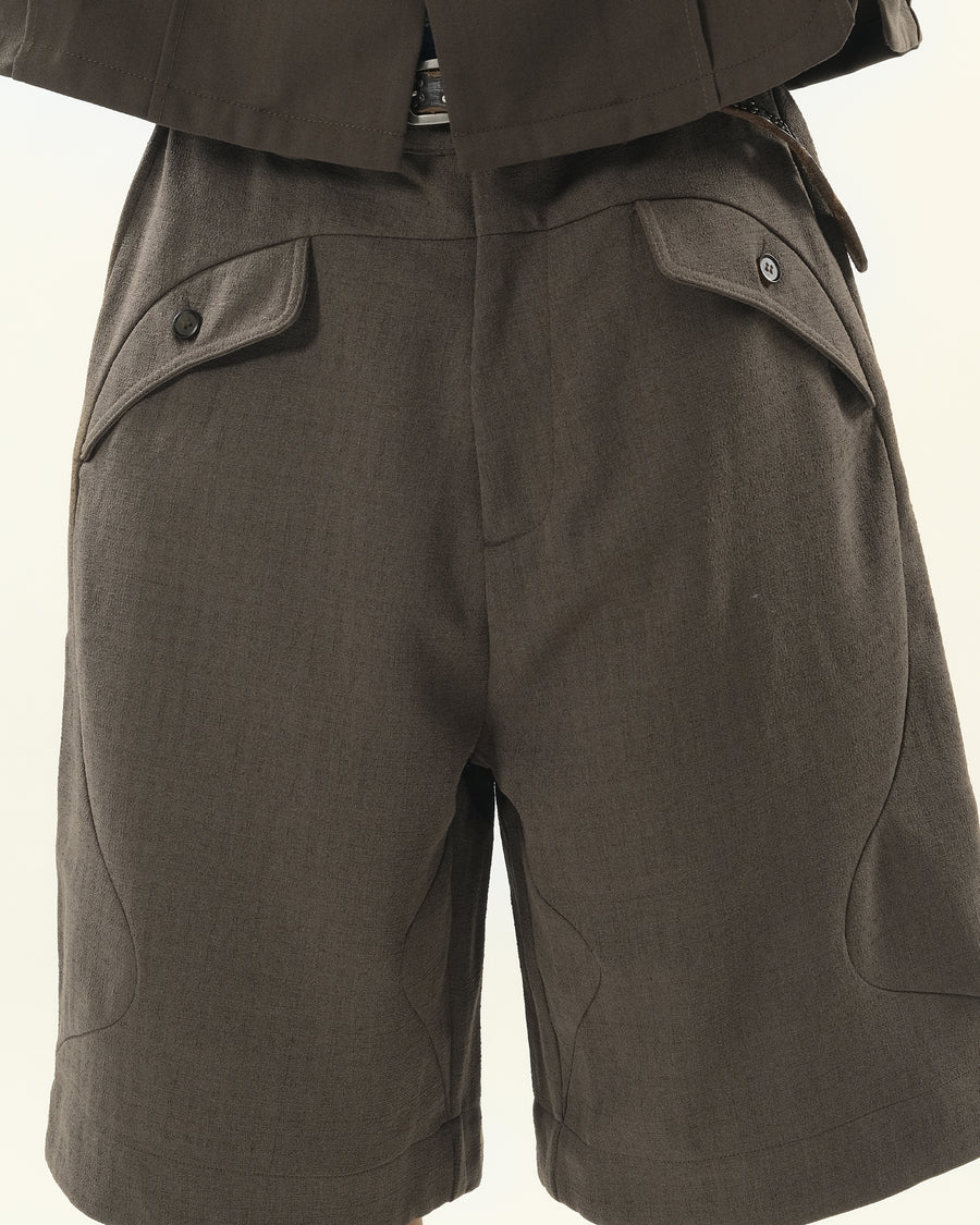 Curved Pocket Shorts ᛝ Taupe