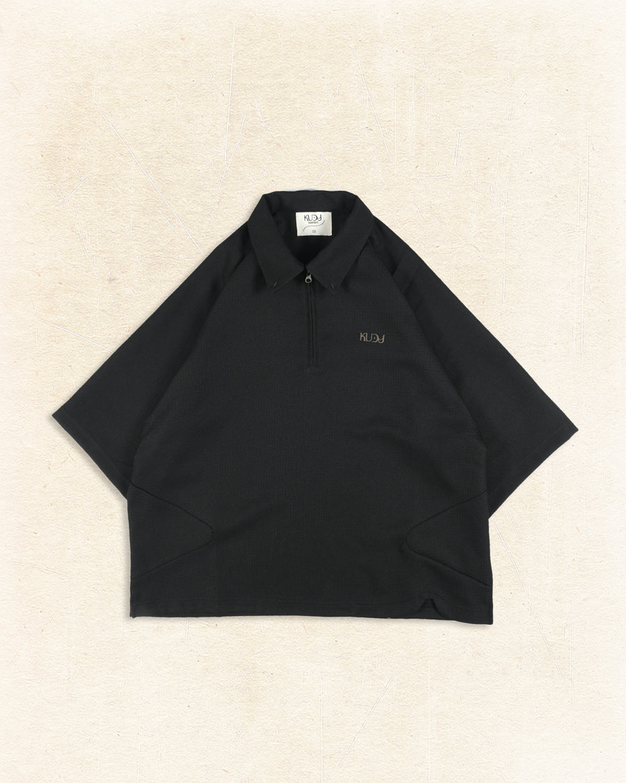 Contour Zip Polo ᛝ Black