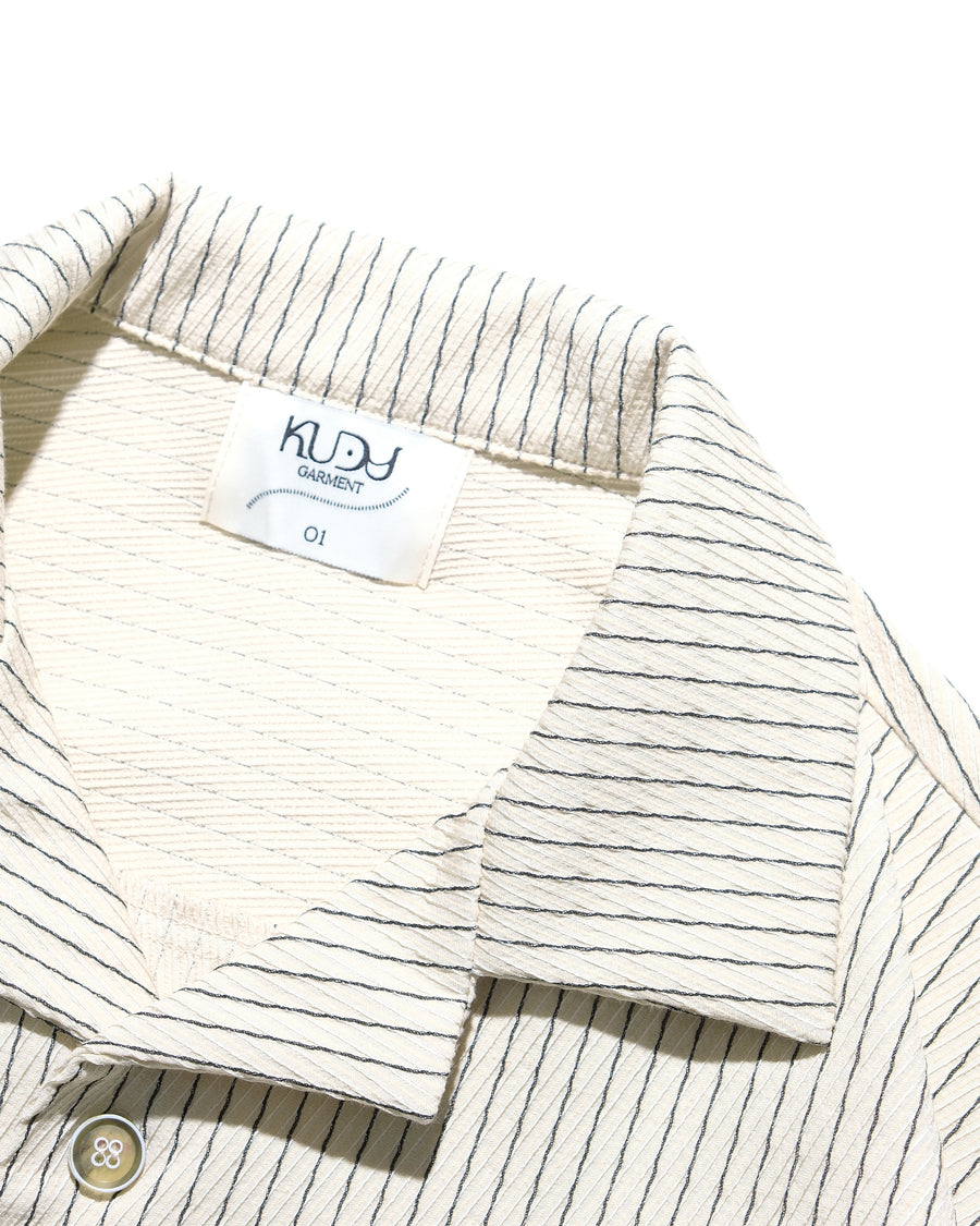 Stripe Cuban Shirt ᛝ Ivory Stripe