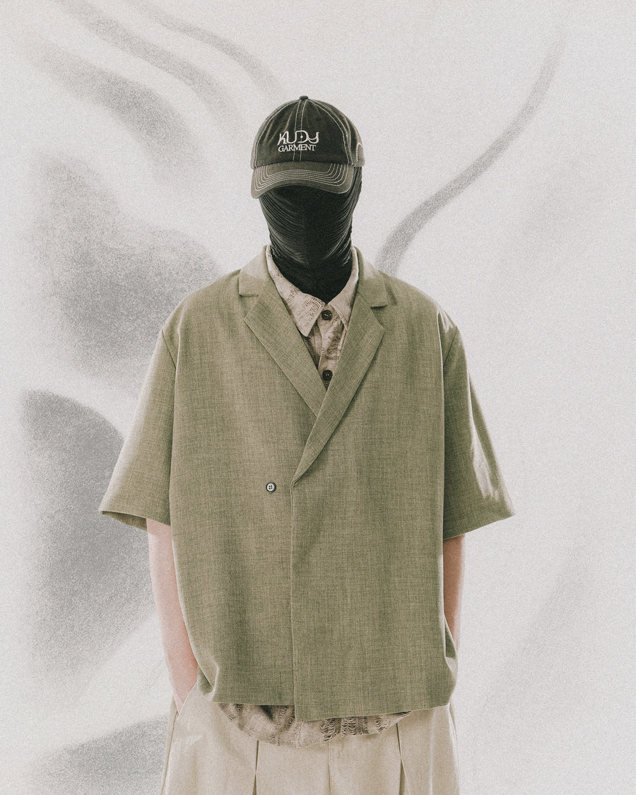 Wrap Collar Shirt ᛝ Sage Green