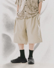 Double-Pleated Shorts ᛝ Khaki