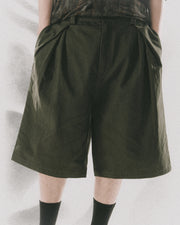 Double-Pleated Shorts ᛝ Deep Green