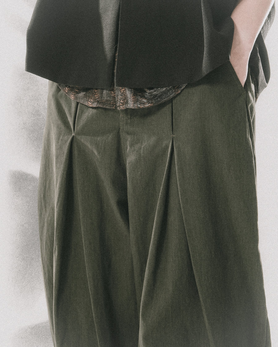 Pleat Loose Pants ᛝ Deep Green