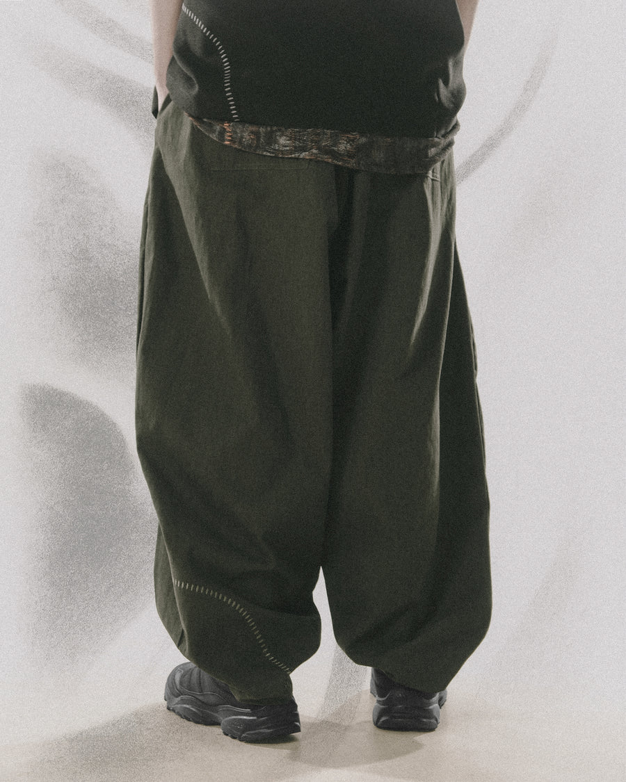 Pleat Loose Pants ᛝ Deep Green