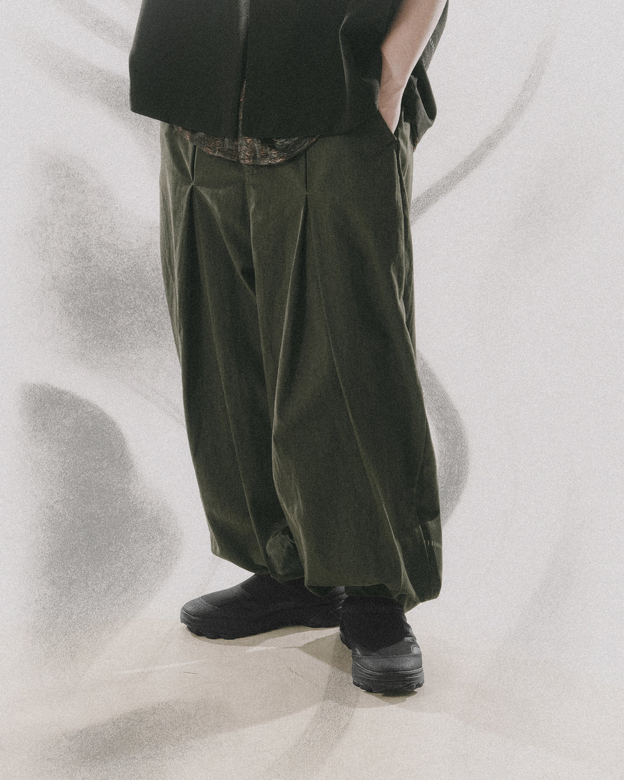 Pleat Loose Pants ᛝ Deep Green
