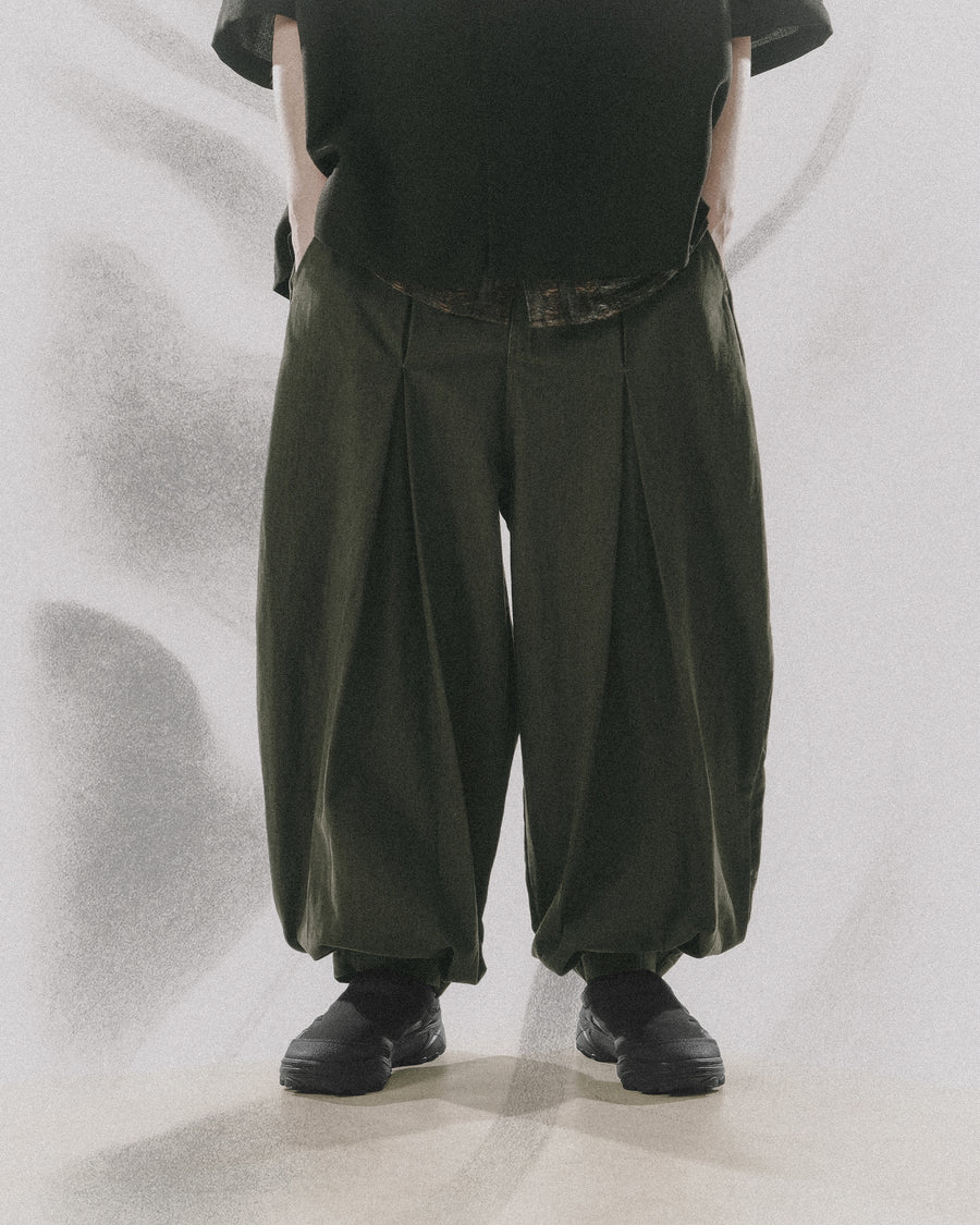 Pleat Loose Pants ᛝ Deep Green